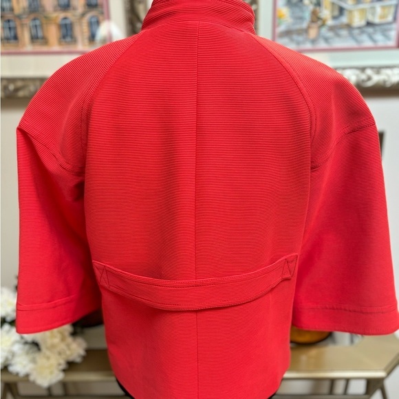 PER SE ORANGE BUTTON DOWN BELL SLEEVE LINED OFFICE WORK BLAZER JACKET SIZE 8 - Picture 3 of 8